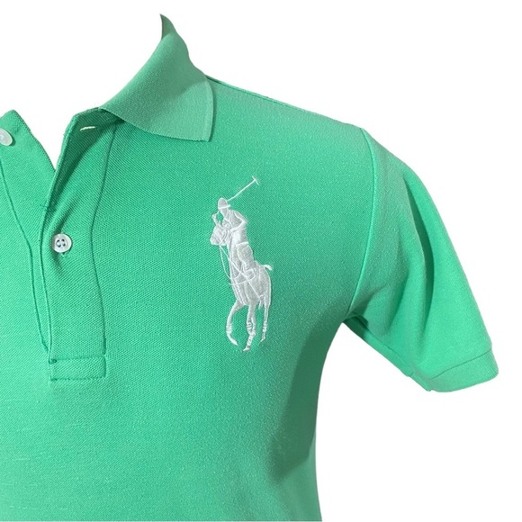 Polo Ralph Lauren Green Big White Pony Short Sleeve Polo Sz L Embroidered #3 - Picture 2 of 11